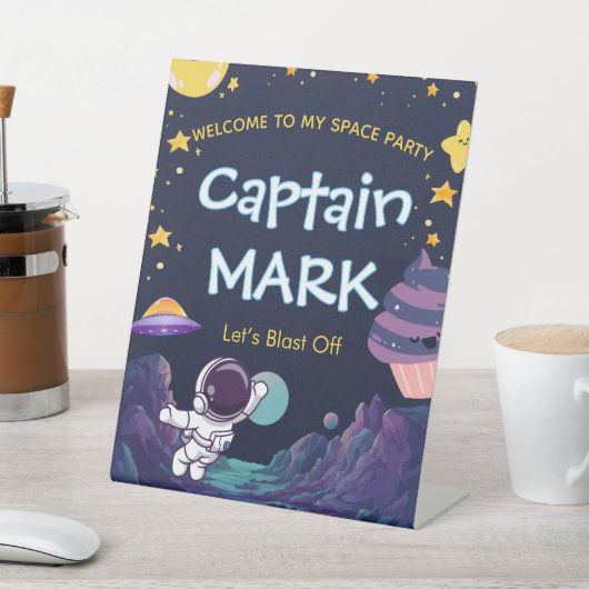 Verjaardags Welkom Bord Ruimte Ontdekkingsreiziger Reclamebord Met Voetstuk (Insitu)