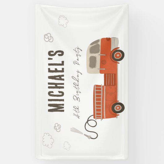 Verjaardags Welkom Brandweerwagen Spandoek (Verticaal)