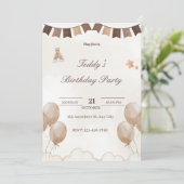 Verjaardags Welkomstkaart Teddybeer Save The Date (Staand voorkant)