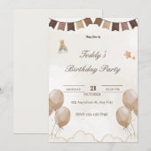 Verjaardags Welkomstkaart Teddybeer Save The Date (Voorkant / Achterkant)