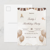 Verjaardags Welkomstkaart voor Teddybeer  Aankondigingskaart (Voorkant / Achterkant)