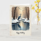 Verjaardags Winter Scene Kaart (Gele Bloem)