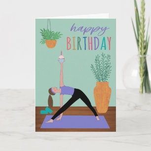 Verjaardags Yoga Cupcake Kaart