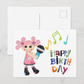 Verjaardags Zanger Briefkaart (Voorkant / Achterkant)