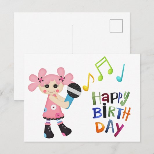 Verjaardags Zanger Briefkaart (Voorkant / Achterkant)