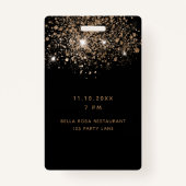 Verjaardags zwart goud glinster vip uitnodiging badge (Achterkant)