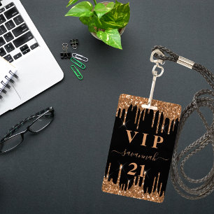 Verjaardags zwarte gouden glitters druppels vip ui badge