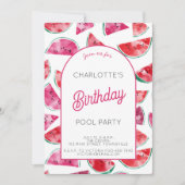 Verjaardags zwembadfeest met watermeloen kaart (Voorkant)