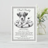 Verjaardags Zwembadfeest Uitnodiging Puppy Spetter (Staand voorkant)