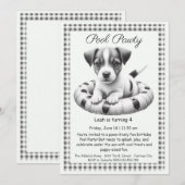 Verjaardags Zwembadfeest Uitnodiging Puppy Spetter (Voorkant / Achterkant)