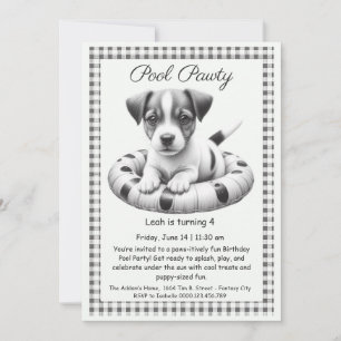 Verjaardags Zwembadfeest Uitnodiging Puppy Spetter