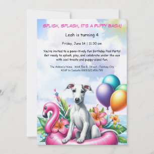 Verjaardags Zwembadfeest Uitnodiging Puppy Spetter