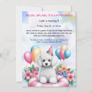 Verjaardags Zwembadfeest Uitnodiging Puppy Splash