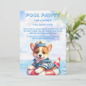 Verjaardags Zwembadfeest Uitnodiging Puppy Splash (Staand voorkant)
