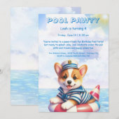 Verjaardags Zwembadfeest Uitnodiging Puppy Splash (Voorkant / Achterkant)