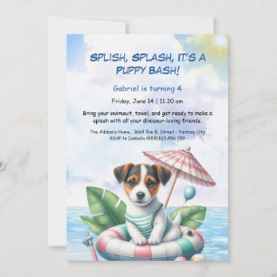 Verjaardags Zwembadfeest Uitnodiging Puppy Splash
