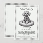 Verjaardags Zwembadfeest Uitnodiging Puppy Splash (Voorkant / Achterkant)