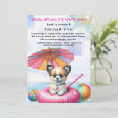 Verjaardags Zwembadfeest Uitnodiging Puppy Splash (Staand voorkant)