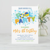 Verjaardags zwembadfeestje kaart (Staand voorkant)