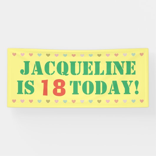 Verjaardagsaankondiging 18 jaar spandoek (Horizontaal)