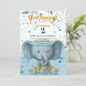 verjaardagsaankondiging kleine olifantenjongen aankondiging (Staand voorkant)
