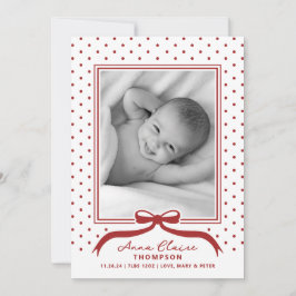 Verjaardagsaankondiging met strik en polka stippen feestdagenkaart