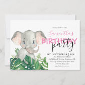 Verjaardagsaankondiging olifantenmeisje aankondiging (Voorkant)
