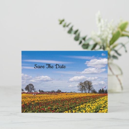 Verjaardagsaankondiging plat save the date kaart (Staand voorkant)