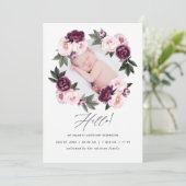 Verjaardagsaankondigingskaart met bloemen voor geb aankondiging (Staand voorkant)