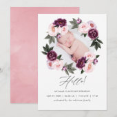 Verjaardagsaankondigingskaart met bloemen voor geb aankondiging (Voorkant / Achterkant)
