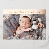 Verjaardagsaankondigingskaart met eigen naam en te folie feestdagenkaart (Voorkant)