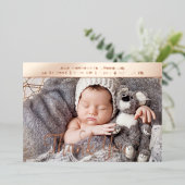 Verjaardagsaankondigingskaart met eigen naam en te folie feestdagenkaart (Staand Voorkant)