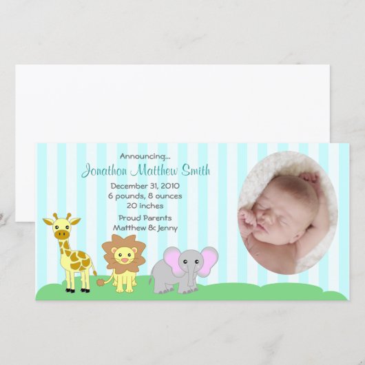 Verjaardagsaankondigingskaart met foto's van baby  aankondiging (Voorkant / Achterkant)