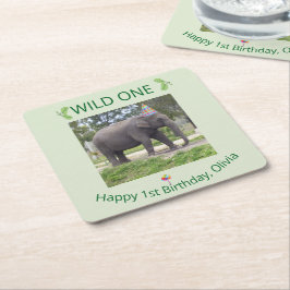 Verjaardagsaccent Ontwerp Wilde Olifant Kartonnen Onderzetters