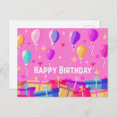 Verjaardagsachtergrond en ballonnen briefkaart (Voorkant / Achterkant)