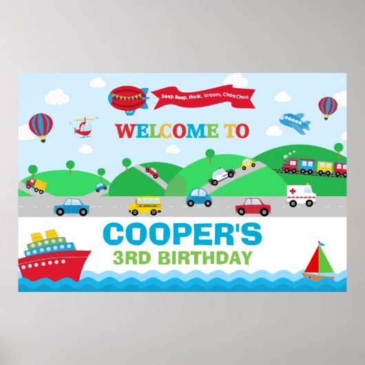 Verjaardagsachtergrond grote banner transport poster (Voorkant)
