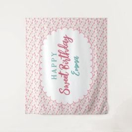 Verjaardagsachtergrond met suikerfrosting en dierk wandkleed