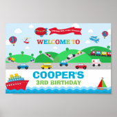 Verjaardagsachtergrond Transport Welkomstbanner Poster (Voorkant)