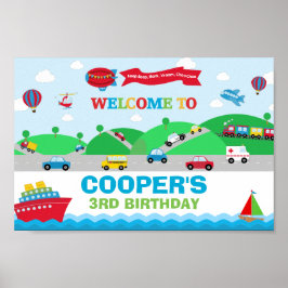 Verjaardagsachtergrond Verwelkomingsbanner Vervoer Poster