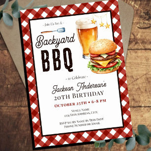 Verjaardagsachtertuin BBQ 20ste Volwassenenfeest Kaart