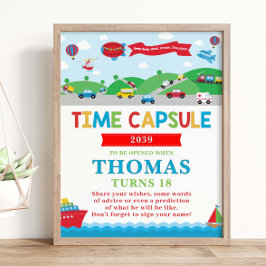 Verjaardagsactiviteit Tijdscapsule Transport Thema Poster