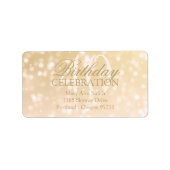 Verjaardagsadres 40th Gold Bokeh Sparkle Lights Etiket (Voorkant)