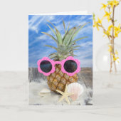 Verjaardagsananas met zonnebril kaart (Gele Bloem)