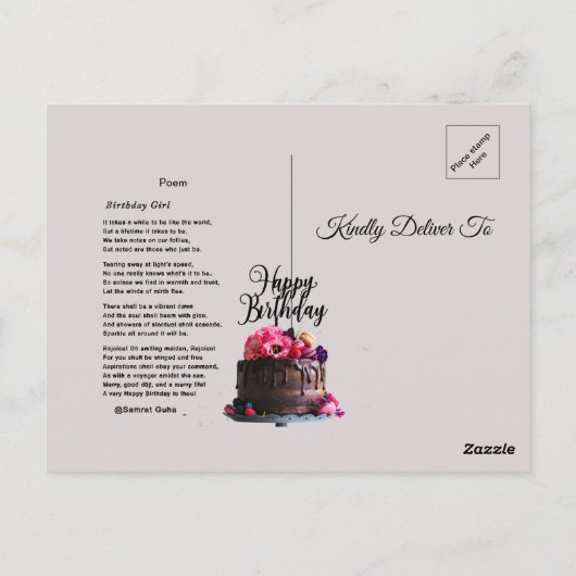 Verjaardagsansichtkaart Briefkaart (Achterkant)