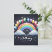 Verjaardagsansichtkaart - Fonkelende Regenboog en  Briefkaart (Staand voorkant)