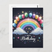 Verjaardagsansichtkaart - Fonkelende Regenboog en  Briefkaart (Voorkant / Achterkant)
