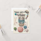 Verjaardagsansichtkaart Haakliefhebber Illustratie Kaart (Voorkant / Achterkant in situ)