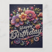 Verjaardagsansichtkaart : kleurrijke glitter briefkaart (Voorkant)