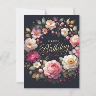 Verjaardagsansichtkaart: Levendig bloemmotief Briefkaart