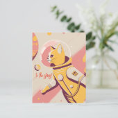 Verjaardagsansichtkaart voor Kat-Astronaut Naar De Briefkaart (Staand voorkant)